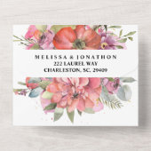 Faire-part de mariage tout-en-un à fleurs luxurian (Verso)