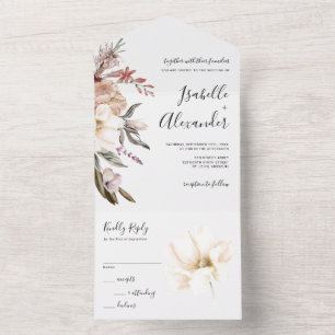 Faire-part de mariage tout-en-un à l'aquarelle Fle