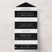 Faire-part de mariage tout-en-un à rayures noires  (À l'intérieur)