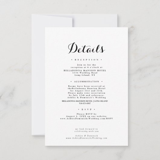 Faire-part de mariage tout-en-un avec calligraphie (Dos)