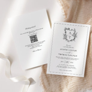 Faire-part de mariage tout-en-un avec code QR de b