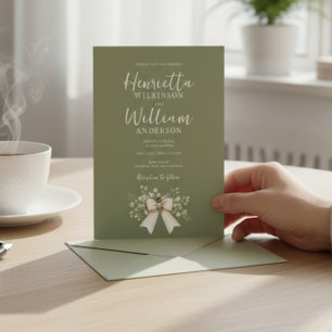 Faire-part de mariage tout-en-un avec ruban botani