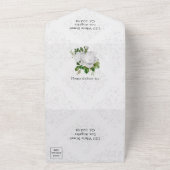 Faire-Part de Mariage Tout en Un Blanc Floral (Dehors)