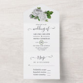 Faire-Part de Mariage Tout en Un Blanc Floral (À l'intérieur)