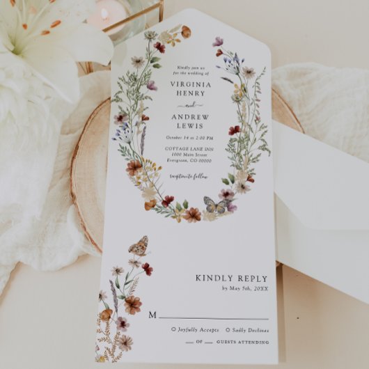 Faire-Part de Mariage Tout en Un Boho