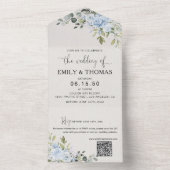 Faire-part de mariage tout-en-un botanique bleu do (À l'intérieur)
