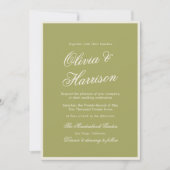 Faire-Part de Mariage Tout en Un Calligraphie Vert (Devant)