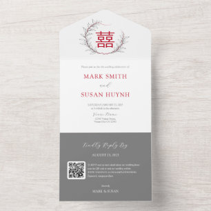 Faire-part de mariage tout-en-un chinois moderne (