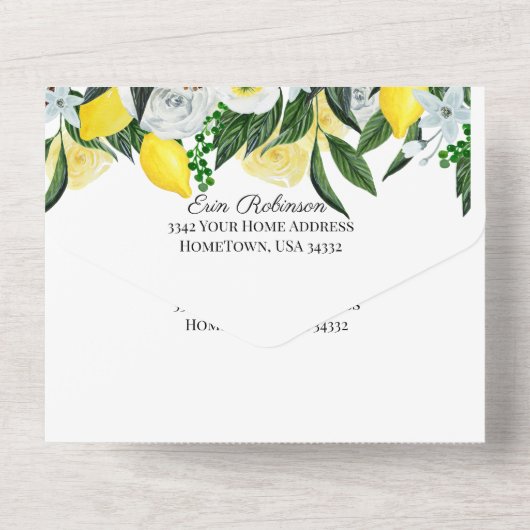 Faire-Part de Mariage Tout en Un Citron Méditerran (Verso)