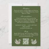 Faire-part de mariage tout-en-un code QR vert oliv (Dos)