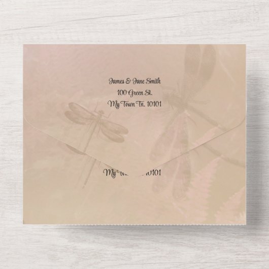 Faire-part de mariage tout-en-un Dragonfly et Lily (Verso)