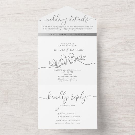 Faire-part de mariage tout-en-un écriture minimali (À l'intérieur)