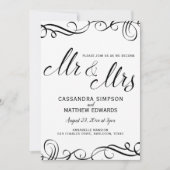 Faire-part de mariage tout-en-un élégant | Noir (Devant)