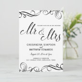 Faire-part de mariage tout-en-un élégant | Noir (Debout devant)