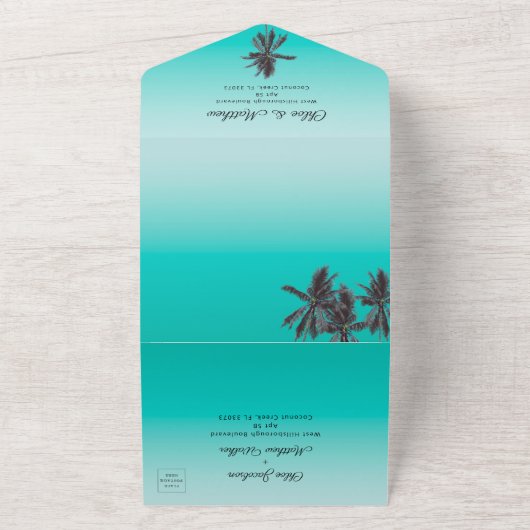 Faire-part de mariage tout-en-un Flamants Roses Pl (Dehors)