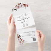 Faire-part de mariage tout-en-un Fleurs en soie (Déchirure)