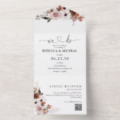 Faire-part de mariage tout-en-un Fleurs en soie (À l'intérieur)