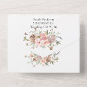 Faire-part de mariage tout-en-un Fleurs rose mauve (Verso)