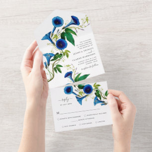 Faire-part de mariage tout-en-un floral botanique