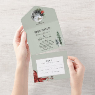 Faire-Part de Mariage Tout en Un Forêt hivernale e