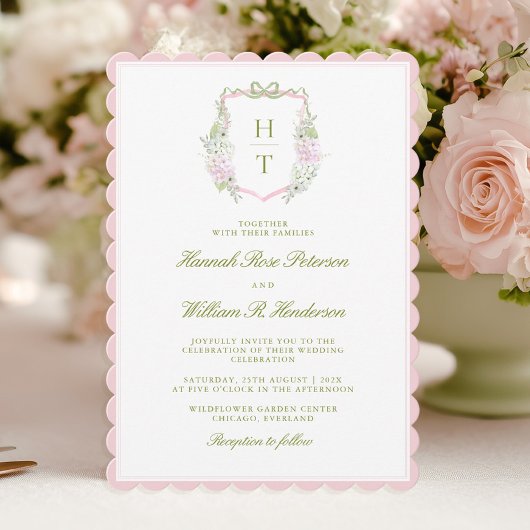 Faire-Part de Mariage Tout en Un Hydrangea Rose à