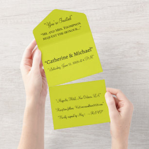 Faire-part de mariage tout-en-un jaune - Citron