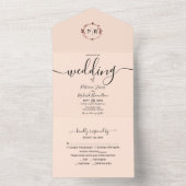 Faire-part de mariage tout-en-un Monogram Peach Ro (À l'intérieur)