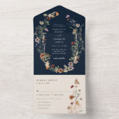 Faire-part de mariage tout-en-un Navy (À l'intérieur)