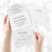 Faire-part de mariage tout-en-un noir et blanc élé