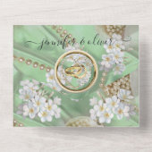 Faire-Part de Mariage Tout en Un Perles Ivoire-Ver (Verso)