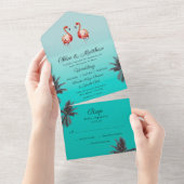 Faire-part de mariage tout-en-un Plage Tropicale d (Déchirure)