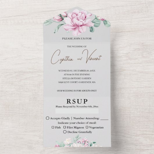 Faire-part de mariage tout-en-un pour adultes sans (À l'intérieur)