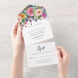 Faire-part de mariage tout-en-un RSVP amovible per