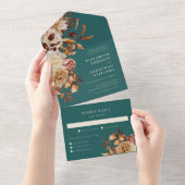 Faire-part de mariage tout-en-un sarcelle (Déchirure)