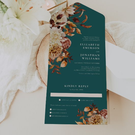 Faire-part de mariage tout-en-un sarcelle