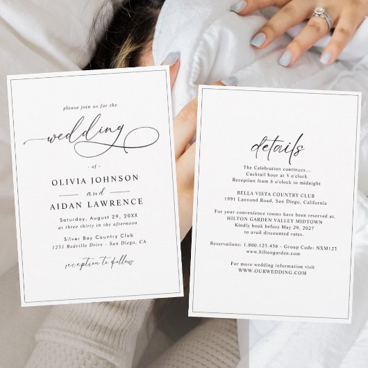 Faire-Part de Mariage Tout-en-Un Simple Classique