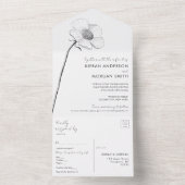 Faire-Part de Mariage Tout en Un Simple Fleur (À l'intérieur)