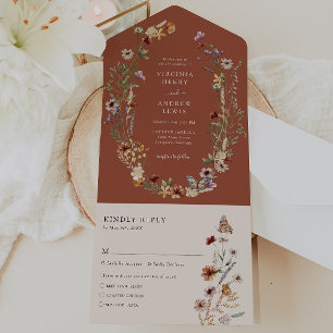 Faire-part de mariage tout-en-un Terracotta
