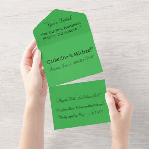 Faire-Part de Mariage Tout-en-Un Vert – Audacieux