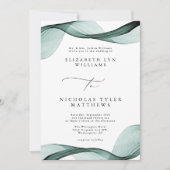 Faire-part de mariage tout-en-un vert émeraude (Devant)