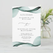 Faire-part de mariage tout-en-un vert émeraude (Debout devant)