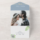 Faire-part de mariage tout-en-un Vert feuillage Bl (Dehors)