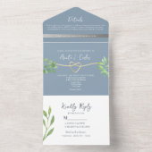 Faire-part de mariage tout-en-un Vert feuillage Bl (À l'intérieur)