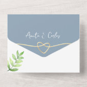 Faire-part de mariage tout-en-un Vert feuillage Bl (Verso)