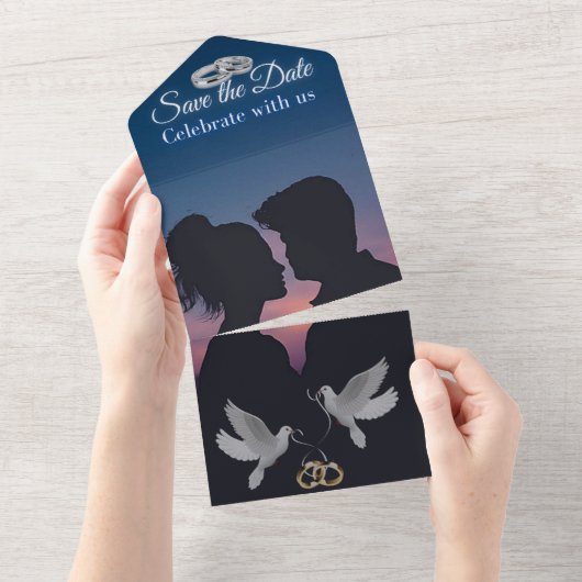 Faire-part de mariage tout-en-un vierge (Déchirure)