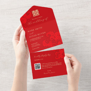 Faire-Part de Mariage Traditionnel Chinois Tout-en