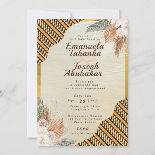 Faire-part de mariage traditionnel orange ivoire (Devant)