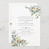 Faire-part de mariage traditionnelle marguerite bl (Devant / Derrière)