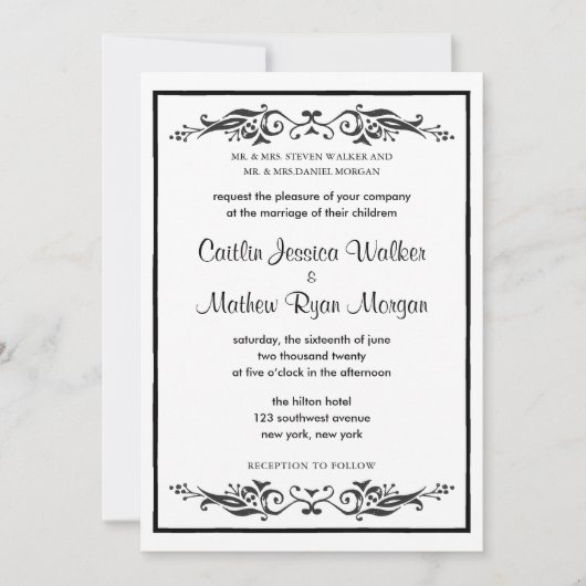 Faire-part de mariage traditionnelles - Plats (Devant)