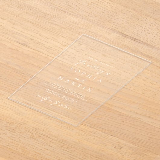 Faire-part de mariage transparent acrylique modern (Poser)